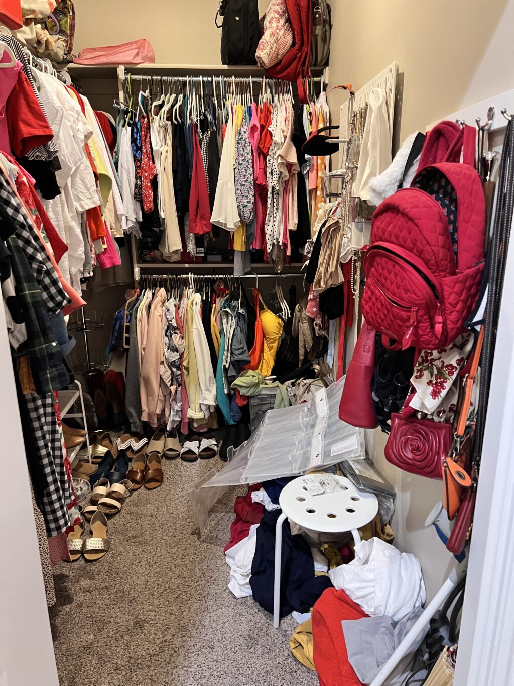 messy closet before photo