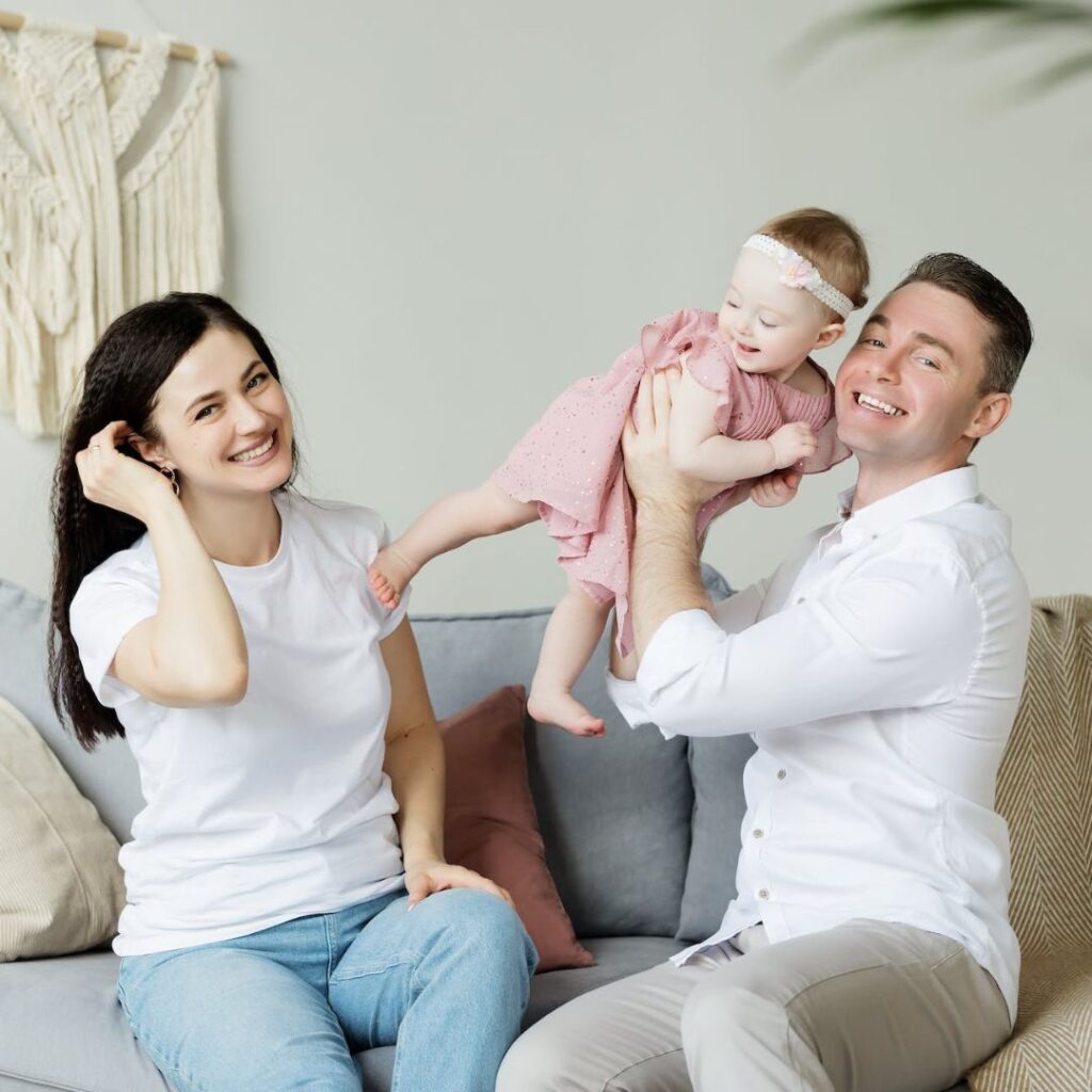 Happy couple in an organized and clean house